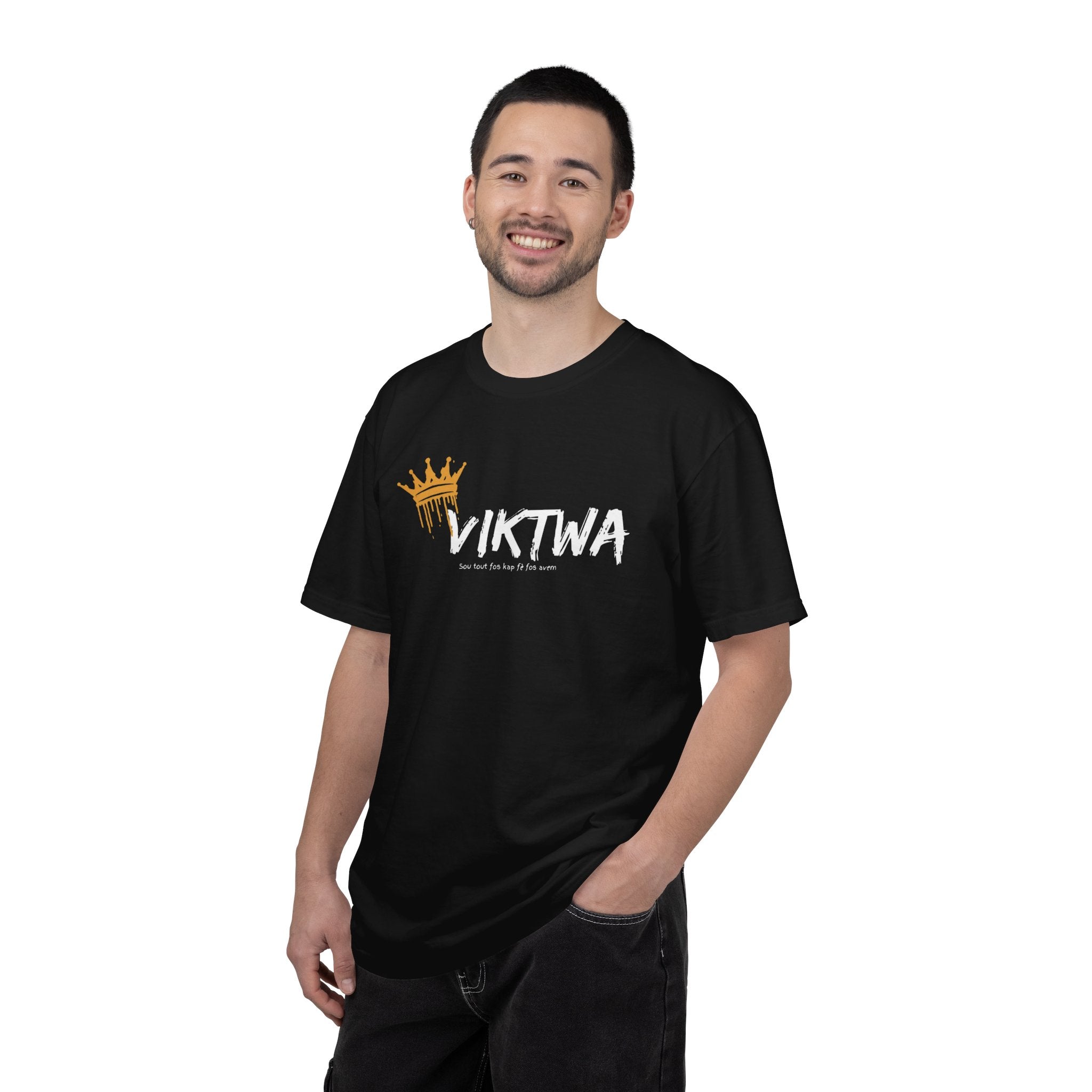 Viktwa Crown black T-Shirt — Minimal Gold Crown Chest Tee
