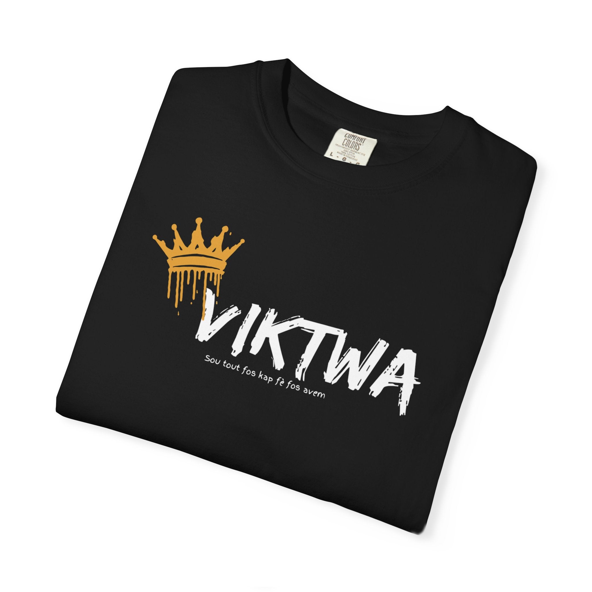Viktwa Crown black T-Shirt — Minimal Gold Crown Chest Tee