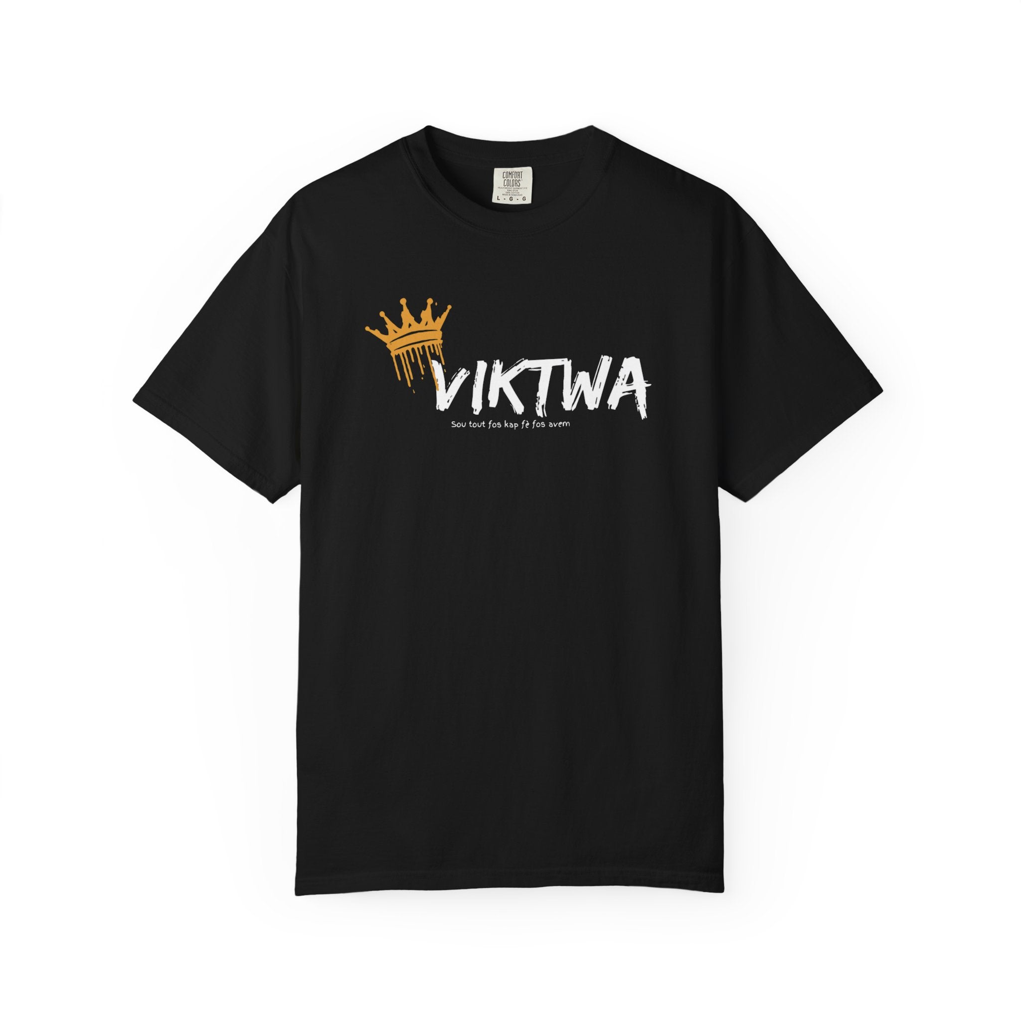 Viktwa Crown black T-Shirt — Minimal Gold Crown Chest Tee