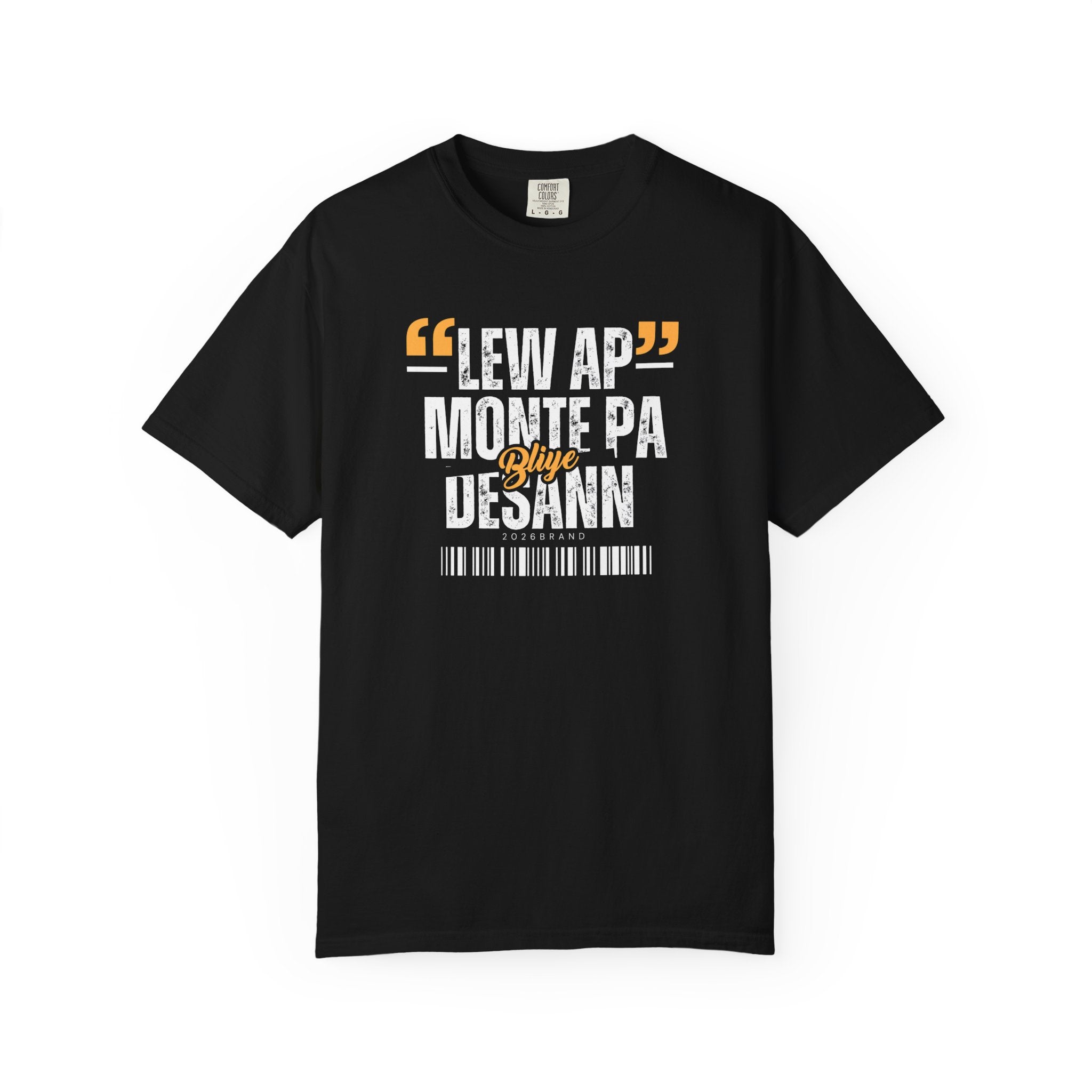 Black T-Shirt — "Lew Ap Monte Pa bliye desann" Graphic Tee (Haitian Creole Quote)