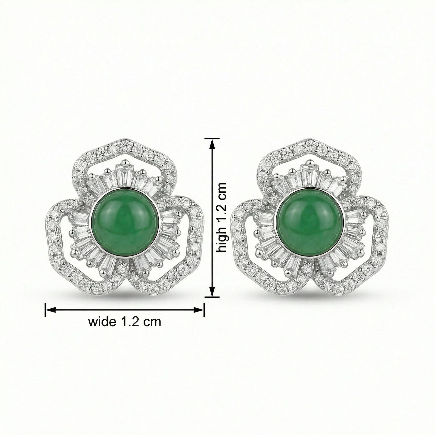 Aros Silver Elegant Green Gemstone Flower