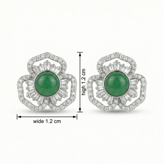Aros Silver Elegant Green Gemstone Flower